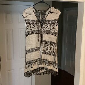 Free People Black and White Textured Top
